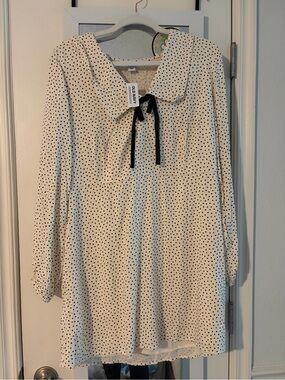 Old Navy Cream and Black Polka Dot Peter Pan Collar Dress